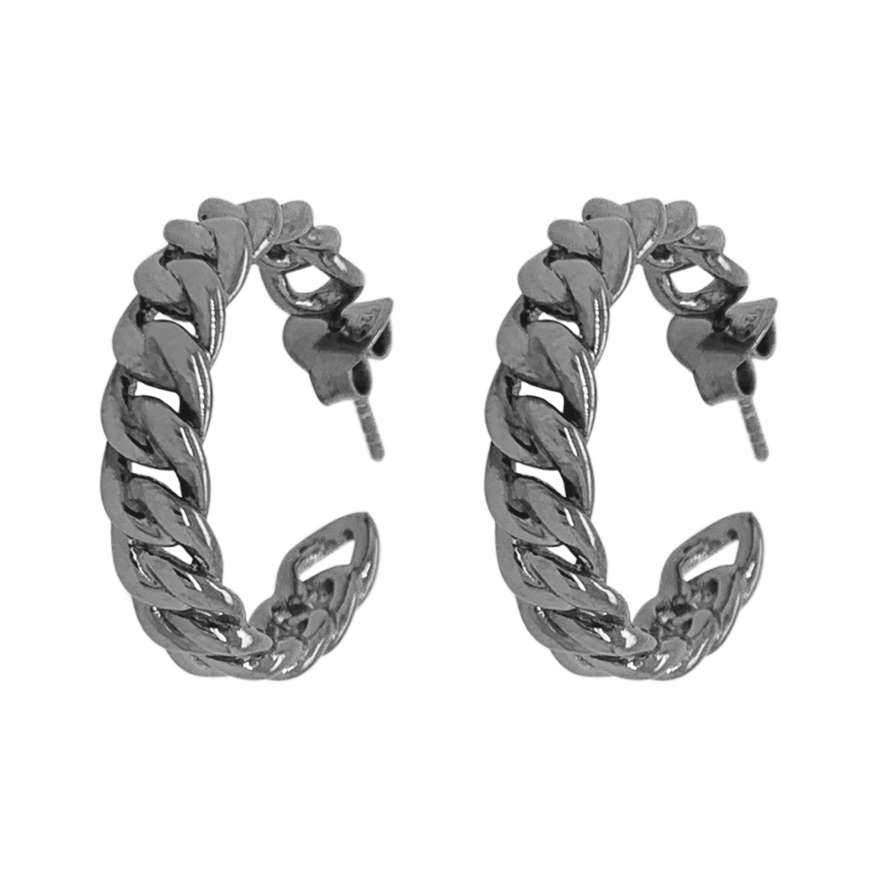 Black rhodium hoops chain look 25mm
