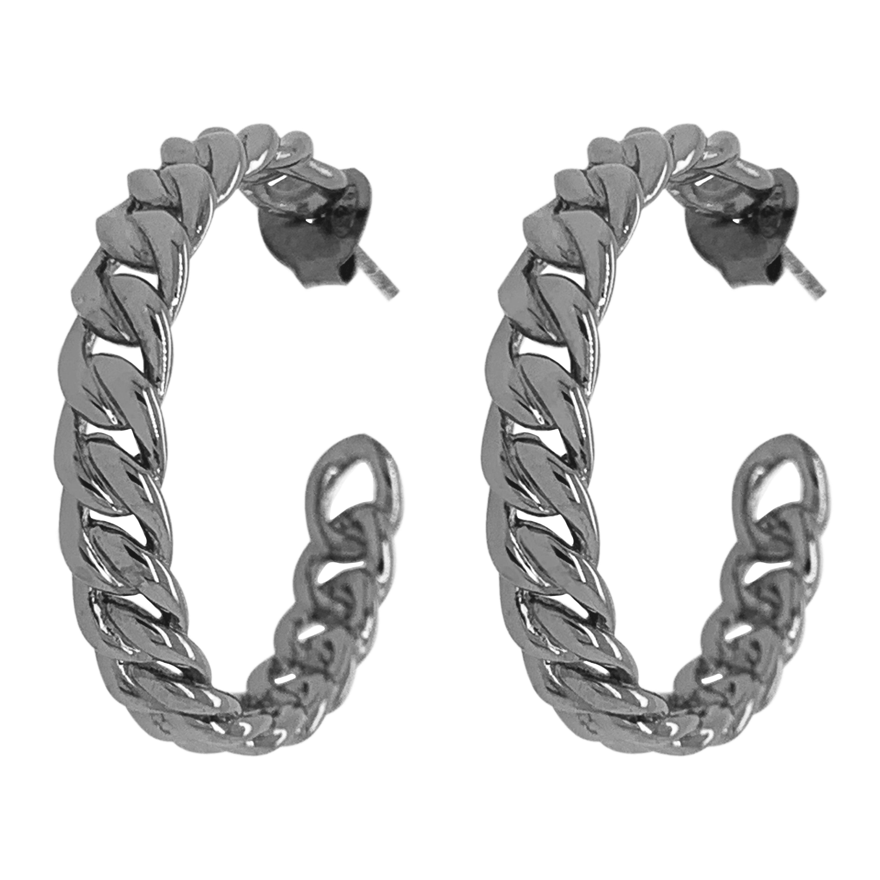 Black rhodium hoops chain look 30mm