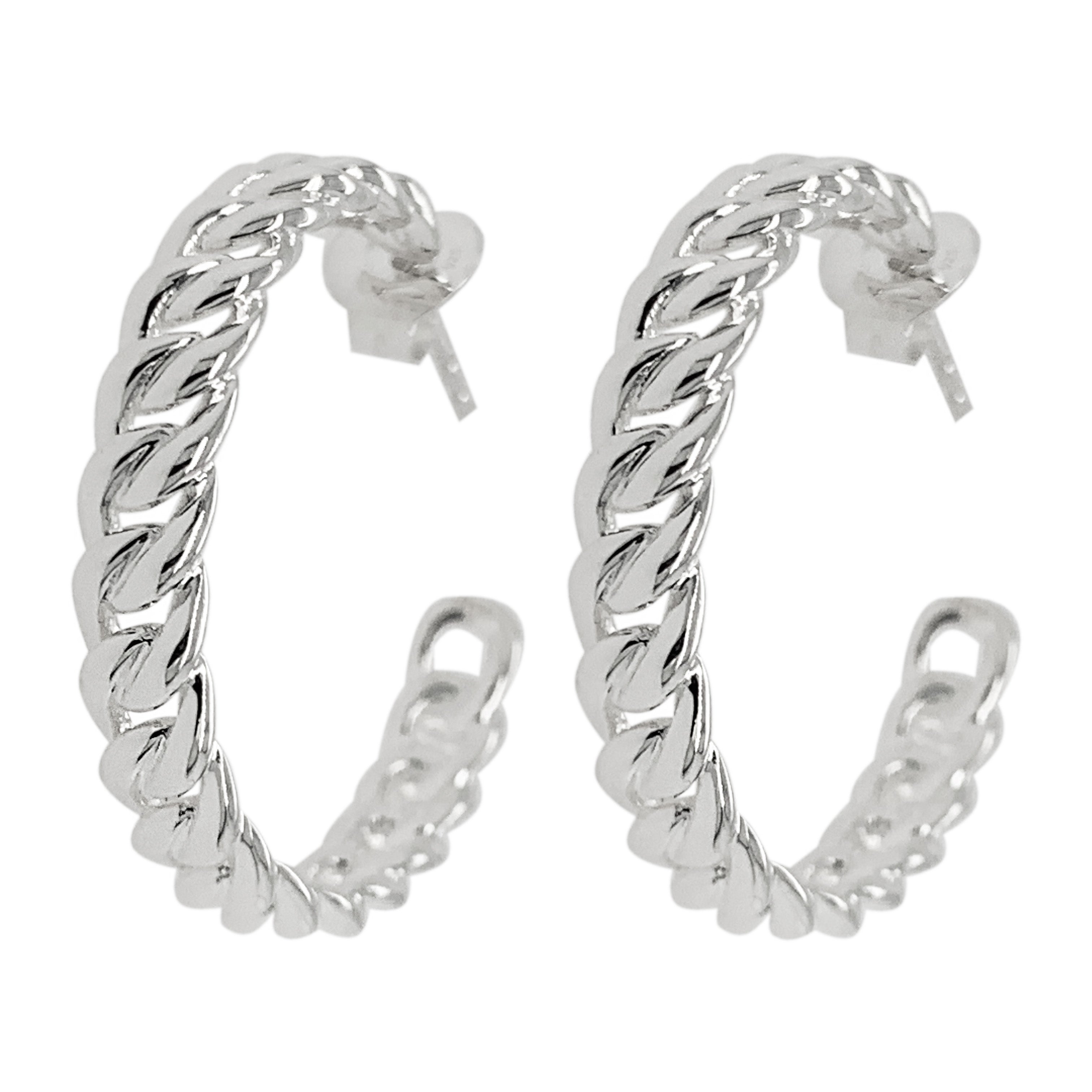 Sterling silver hoops chain look 30mm