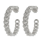 Sterling silver hoops chain look 30mm with cubic zirconia