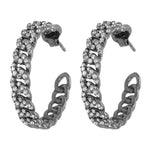 Black rhodium hoops chain look 30mm with cubic zirconia