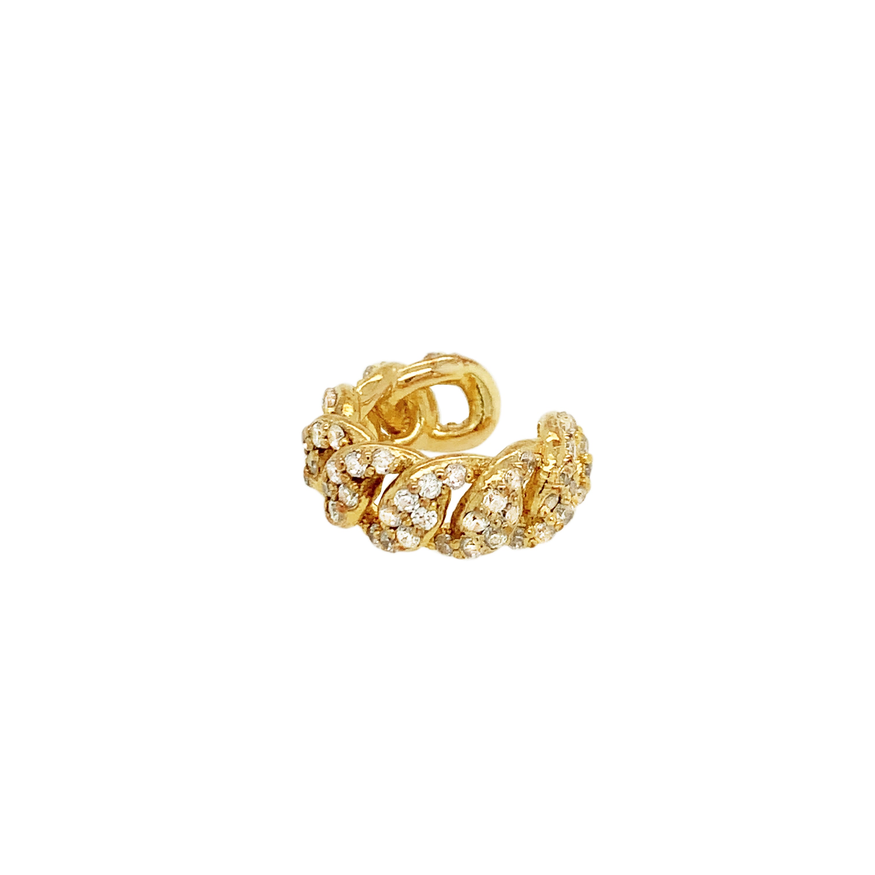 Gold ear cuff with cubic zirconia, chain