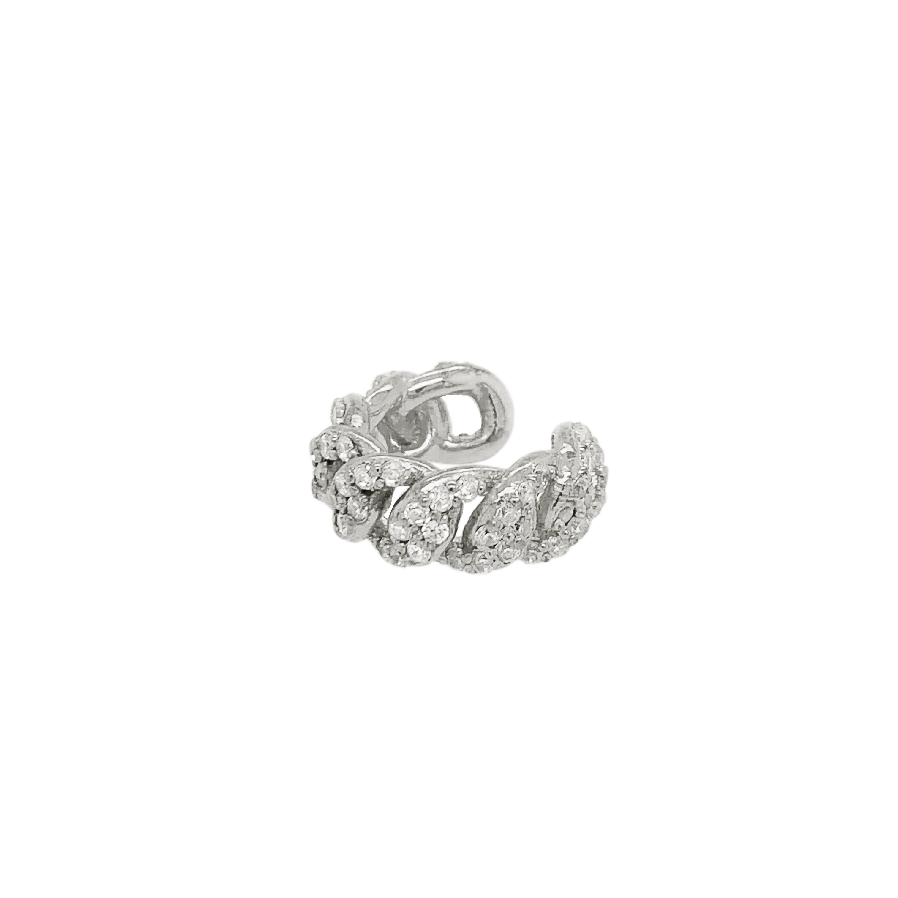 Sterling silver ear cuff with cubic zirconia,chain